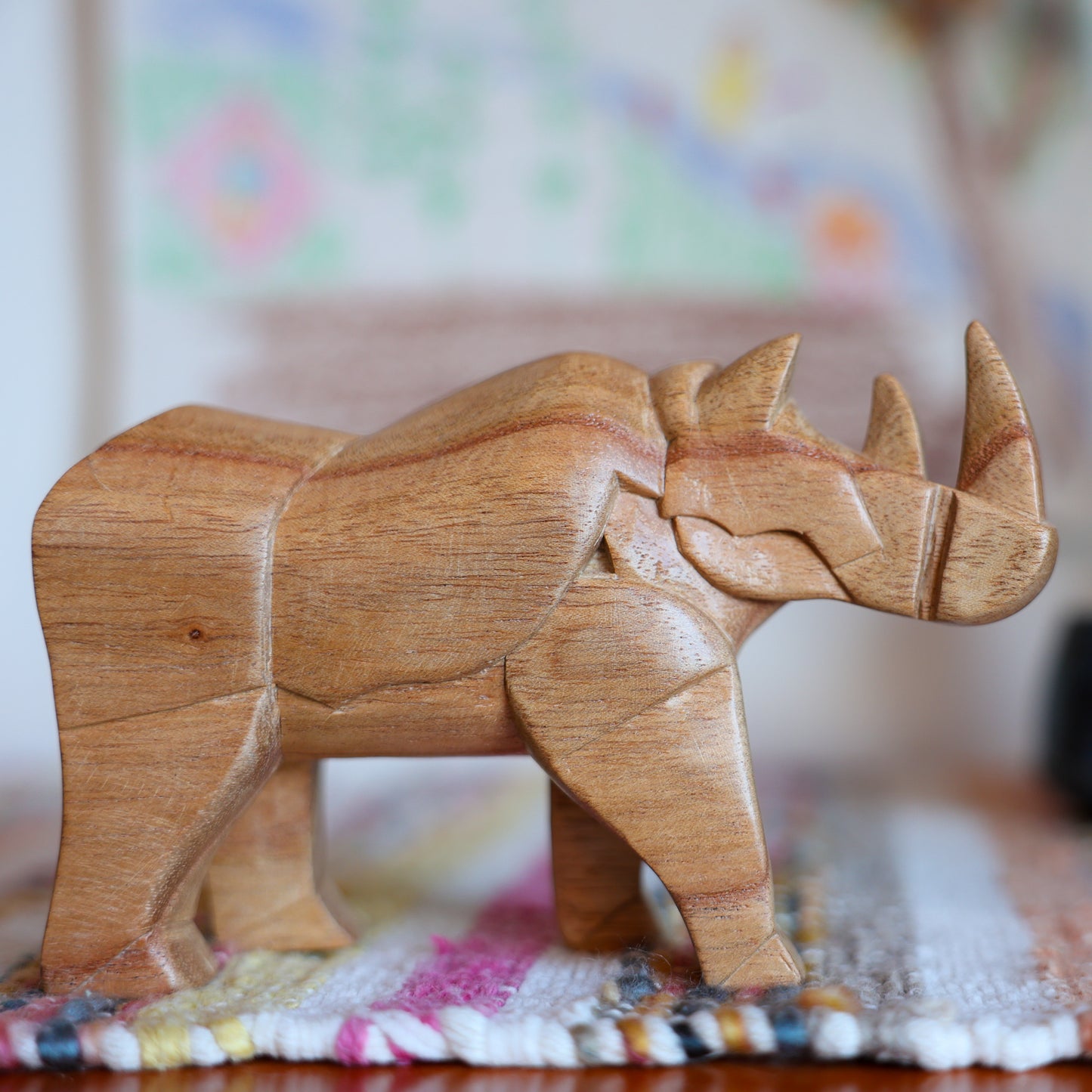 Rhino Wooden Handicraft Carving