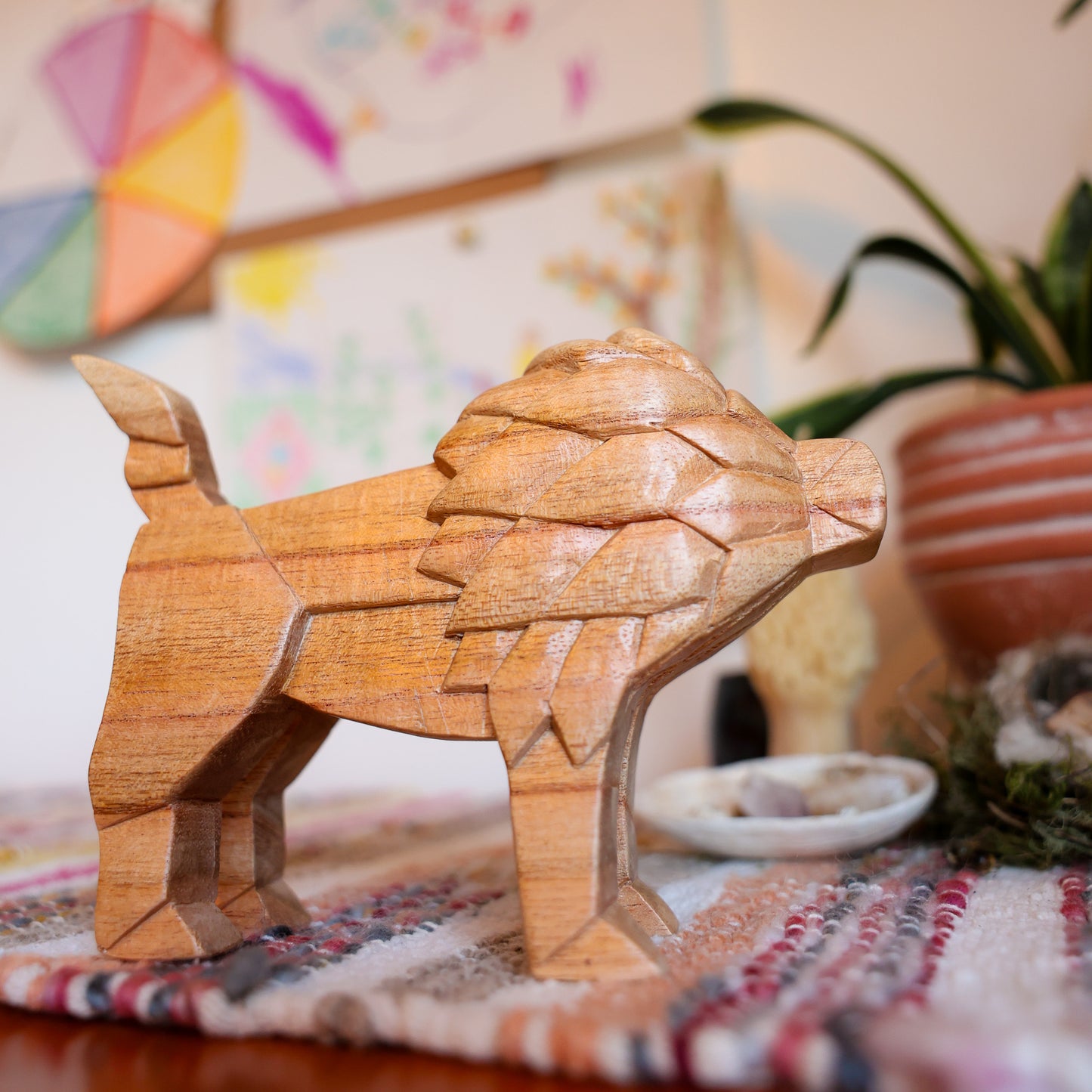 Lion Wood Handicraft Carving