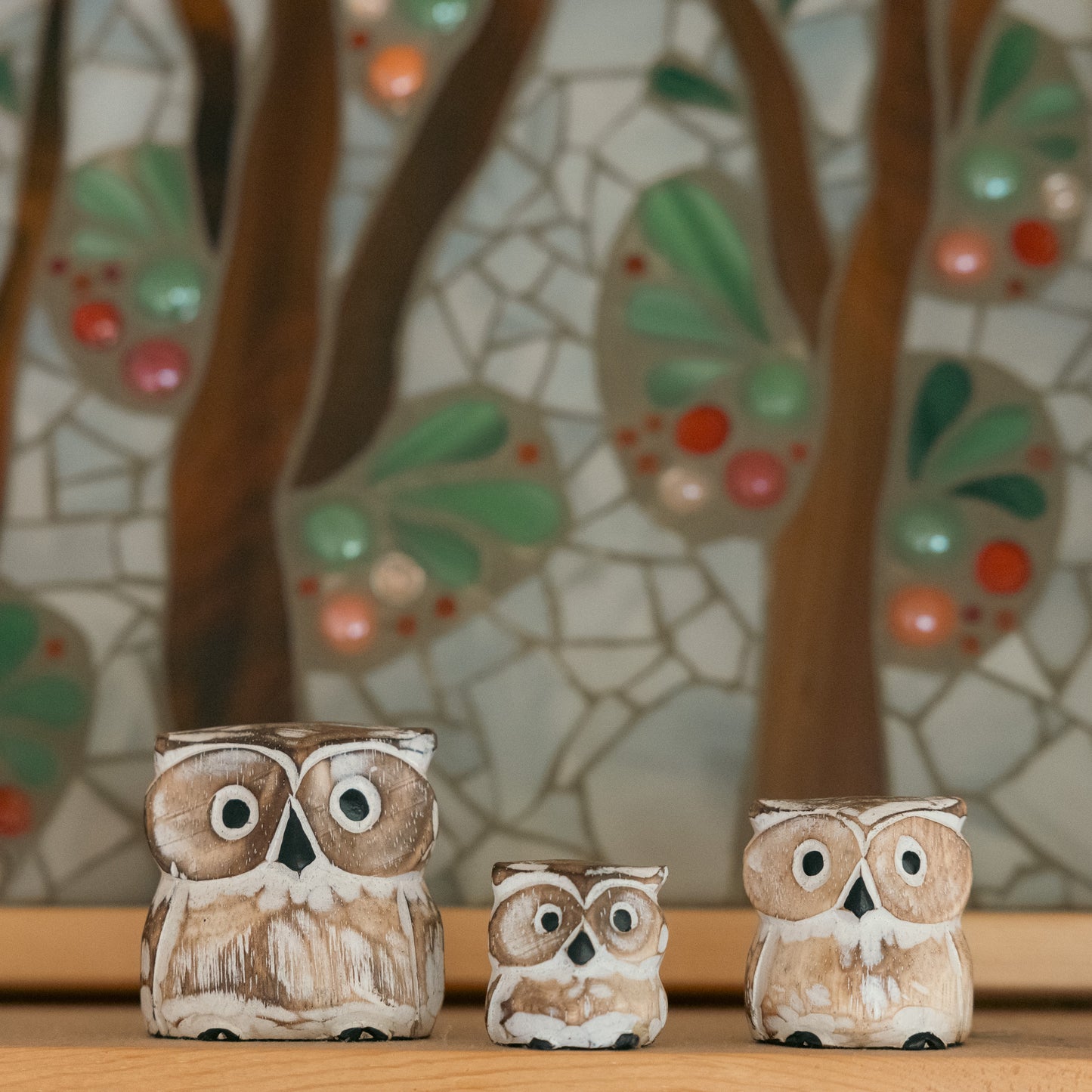 3pc Mini Carved Oscar Owl Set