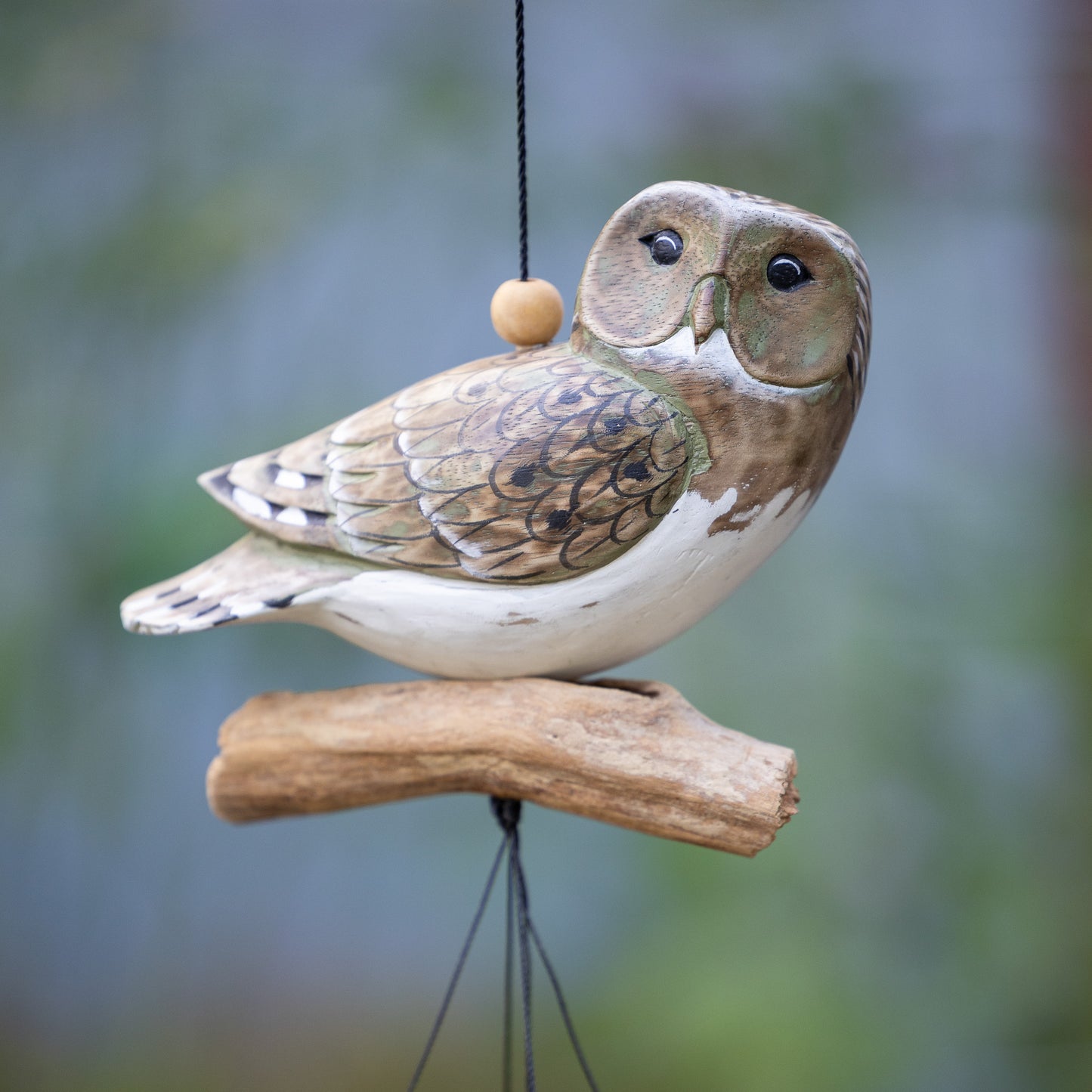 Natural Finish Owl Bamboo Wind Chime