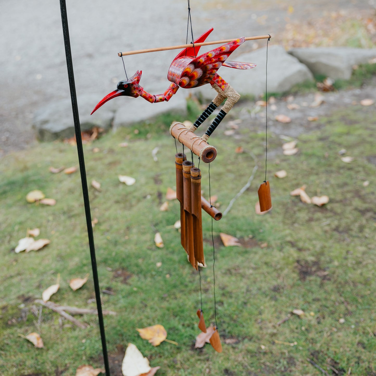 Scarlet Bird Bobbing Head Wind Chime