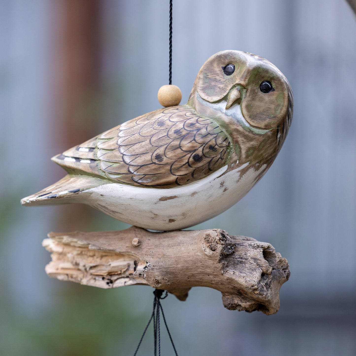 Natural Finish Owl Bamboo Wind Chime