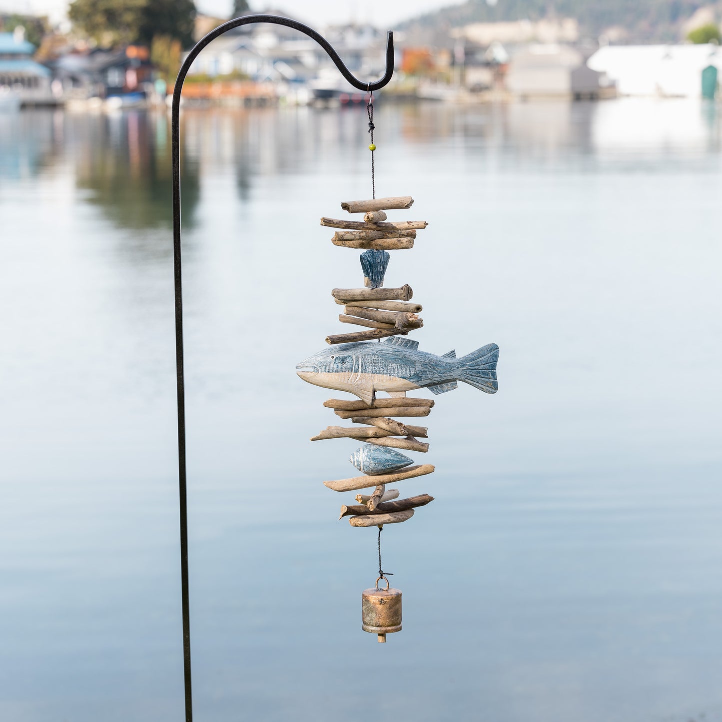 Distressed Blue and White Fish Cohasset Bell