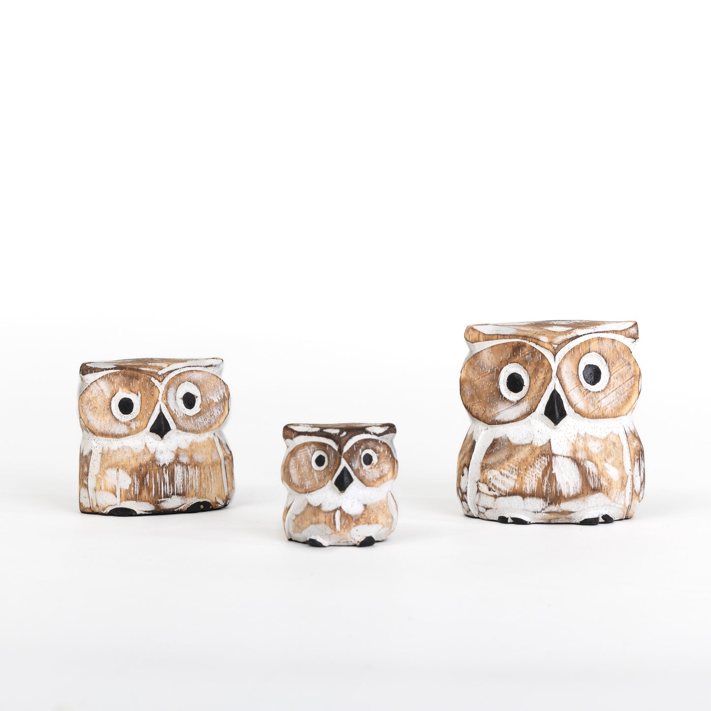 3pc Mini Carved Oscar Owl Set