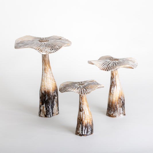 3pc Large Wooden Mushroom Set