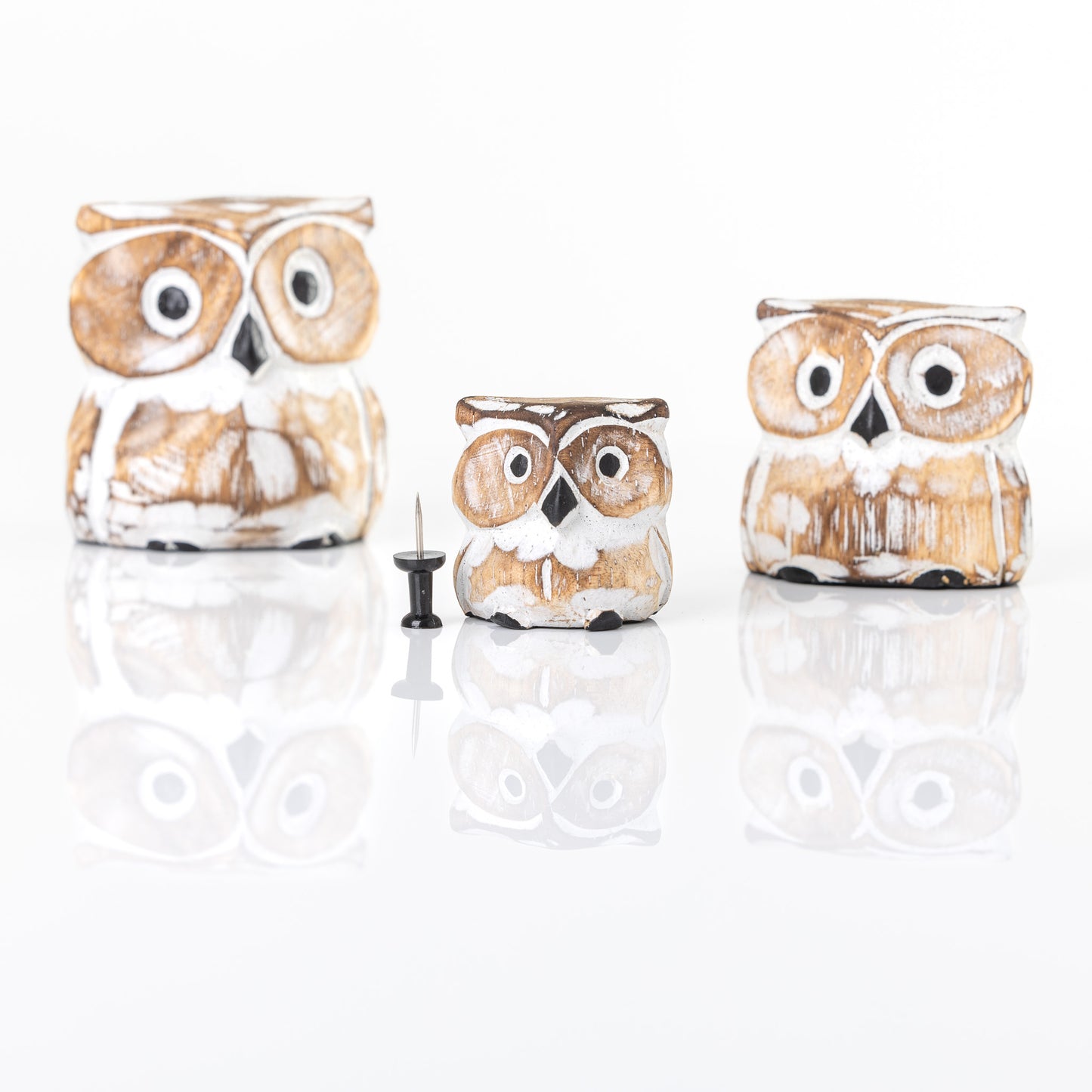 3pc Mini Carved Oscar Owl Set