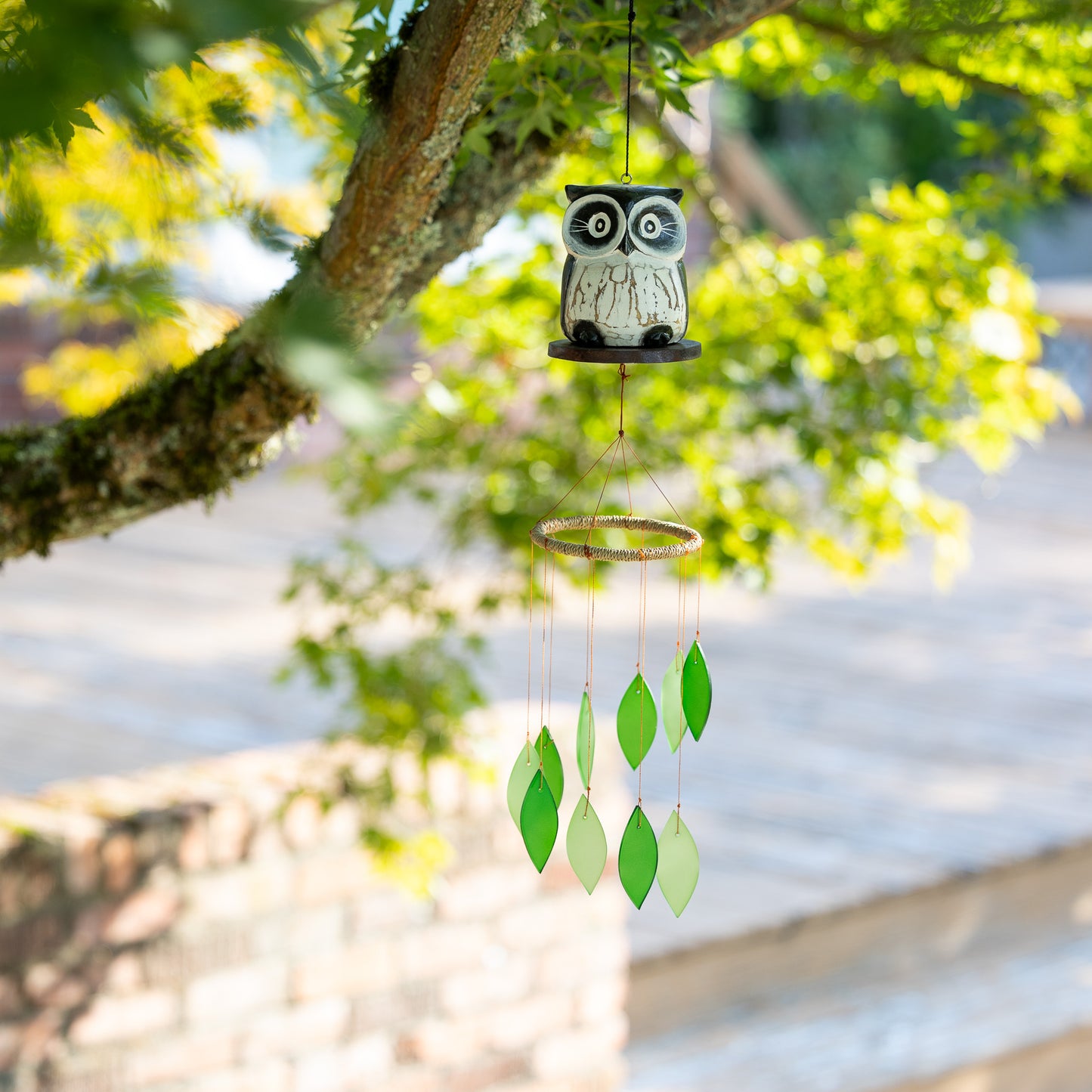 Oscar Owl Tumbled Glass Wind Chime