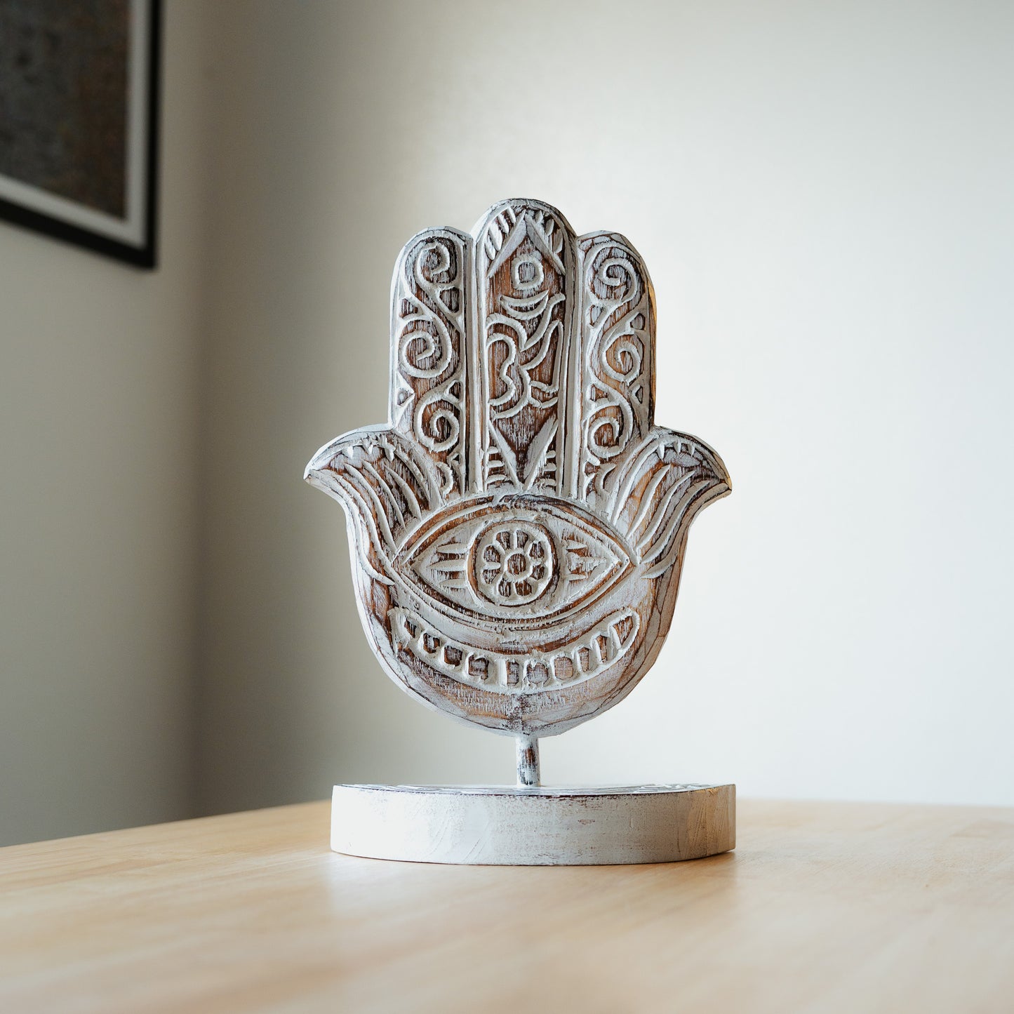 Carved Hamsa on Stand