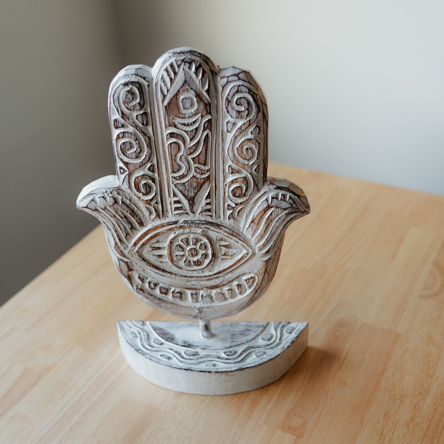 Carved Hamsa on Stand