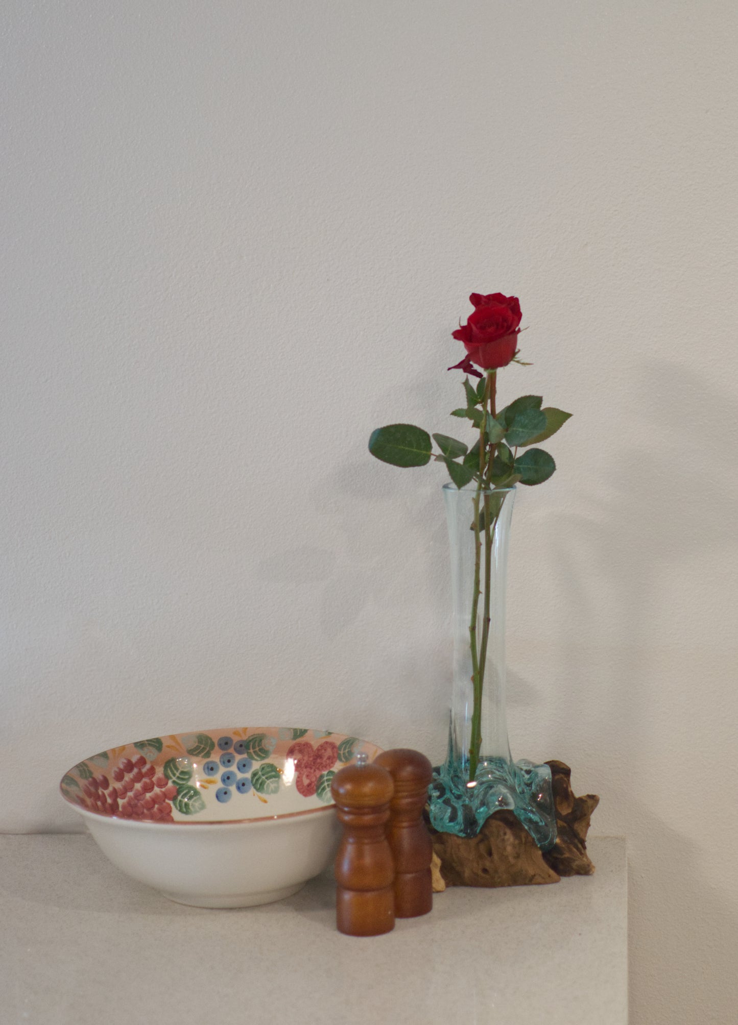 Molten Glass Vase on Gamal Root Base