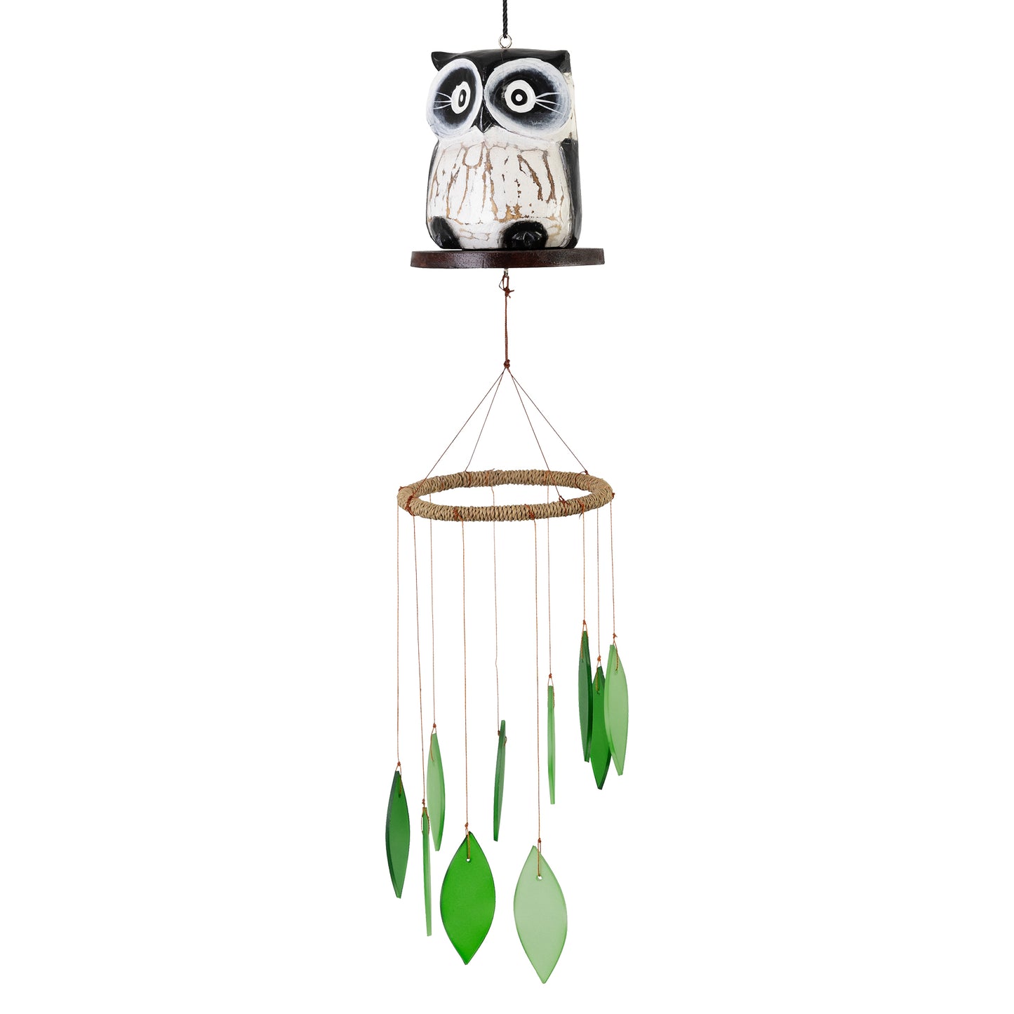 Oscar Owl Tumbled Glass Wind Chime