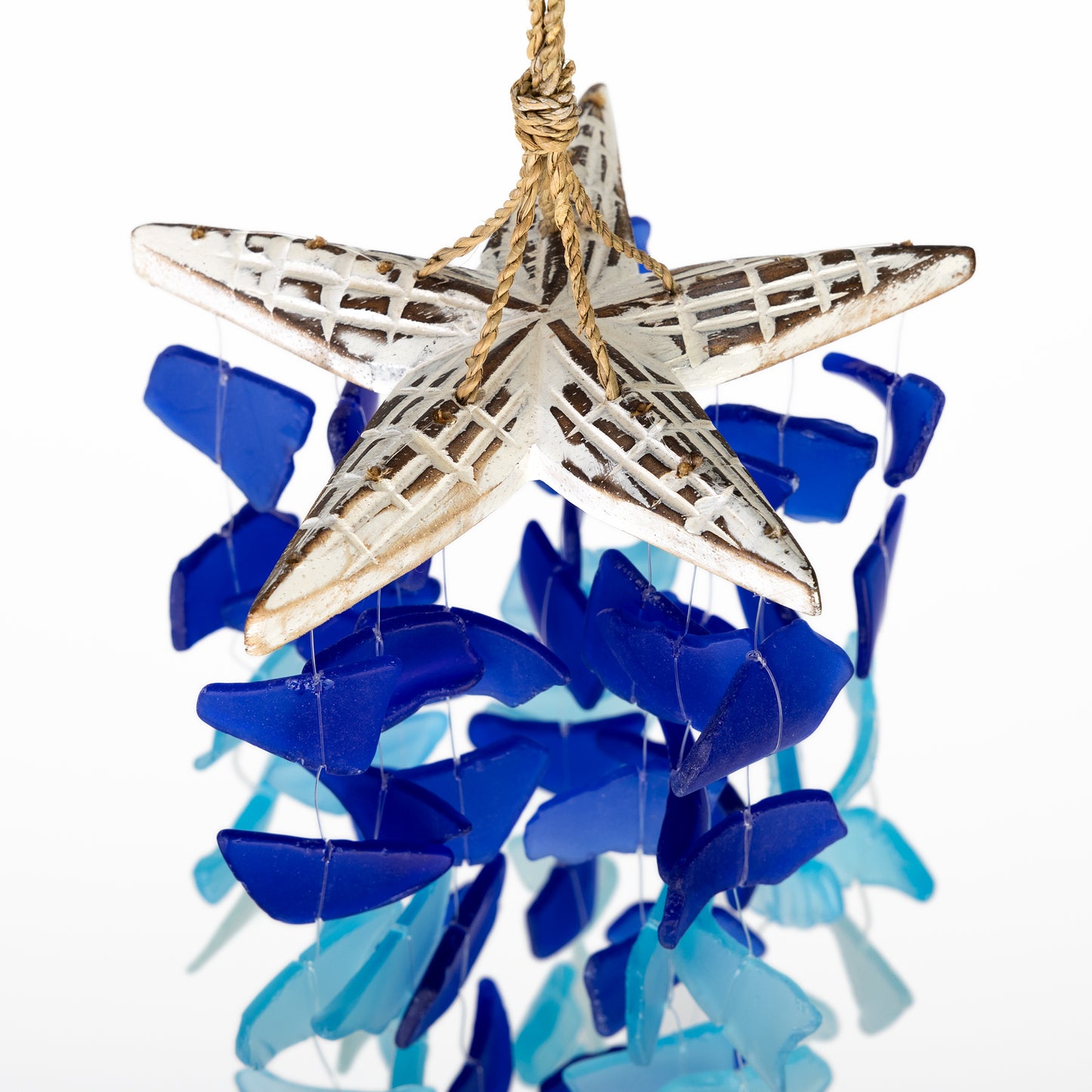 Starfish with Upcycled Glass Chimes - Aqua, Blue, Turquoise