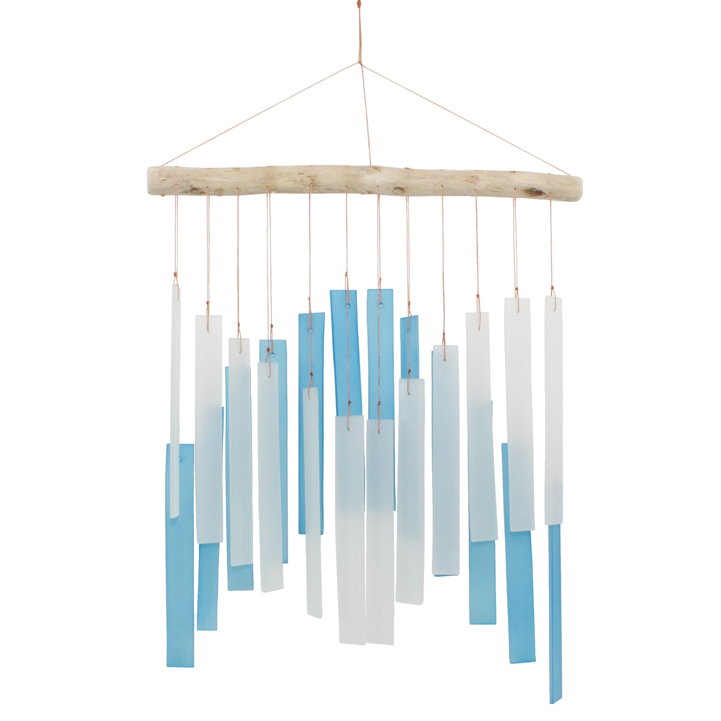 Skyline Tumbled Glass Wind Chime - Light Blue & White