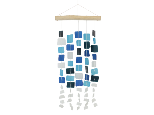 Blue and White on sale Tumbled Glass Wind Chime - Squares Pattern