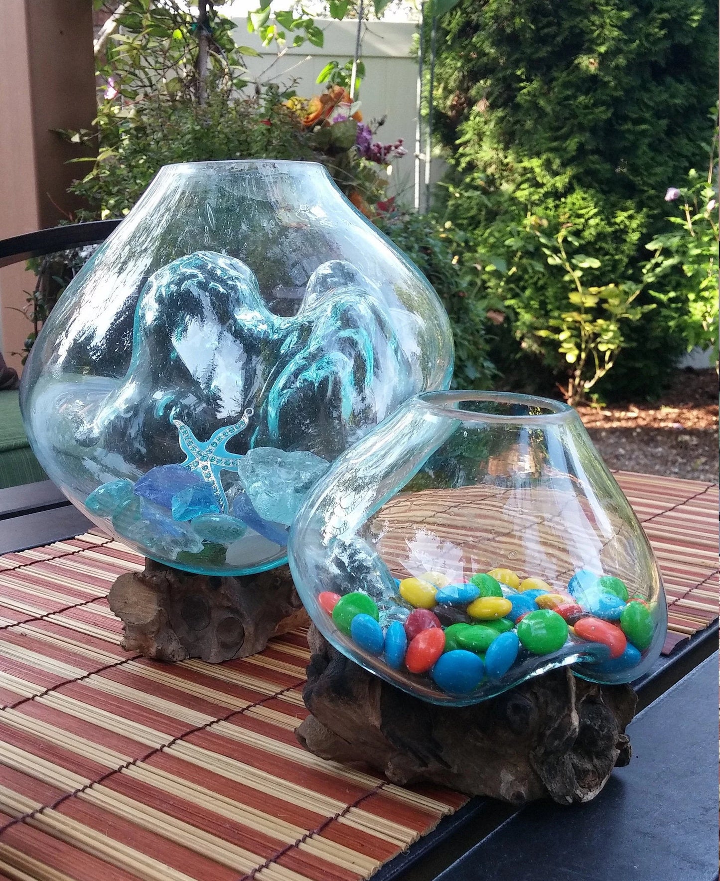 Mini Molten Glass Bowl on Gamal Wood Base