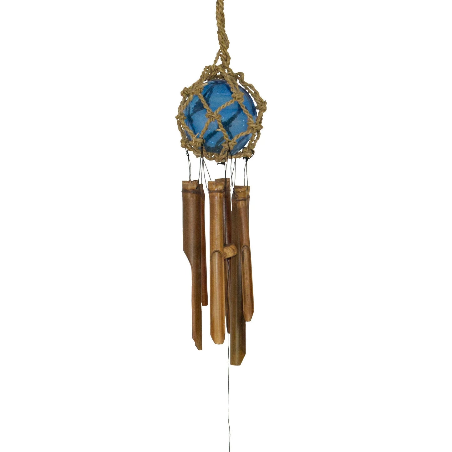 4" Assorted Color Glass Ball Bamboo Wind Chimes