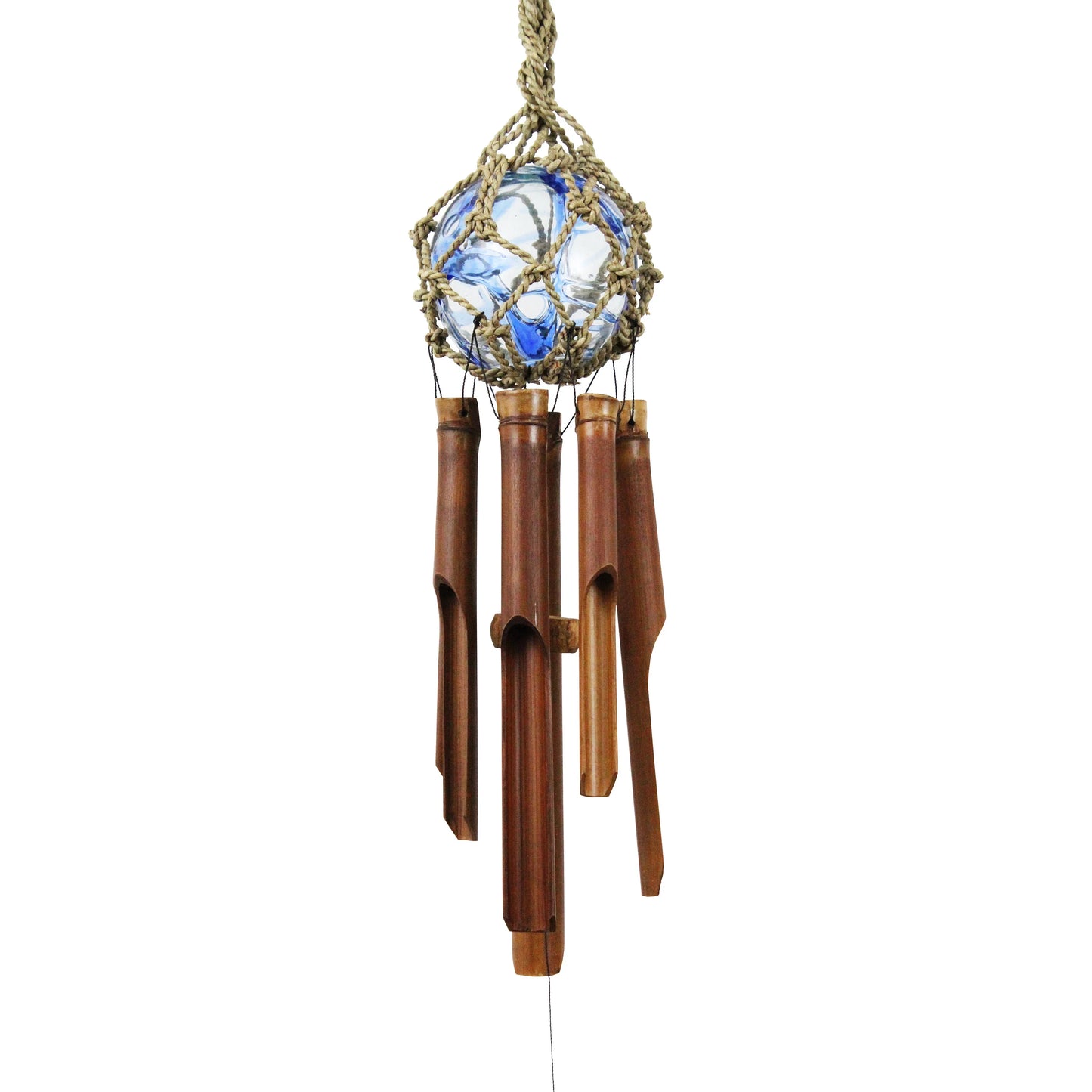 4" Assorted Color Glass Ball Bamboo Wind Chimes