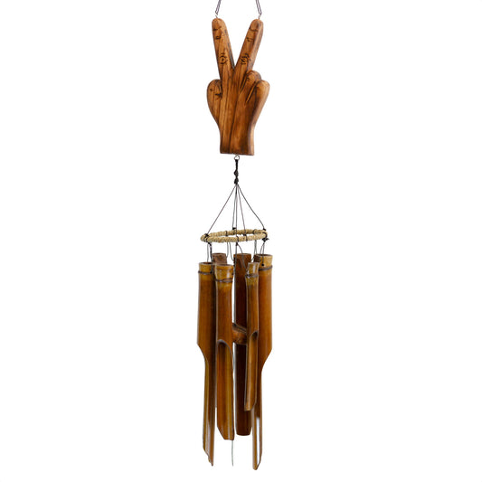 Peace Sign Hand Bamboo Wind Chime