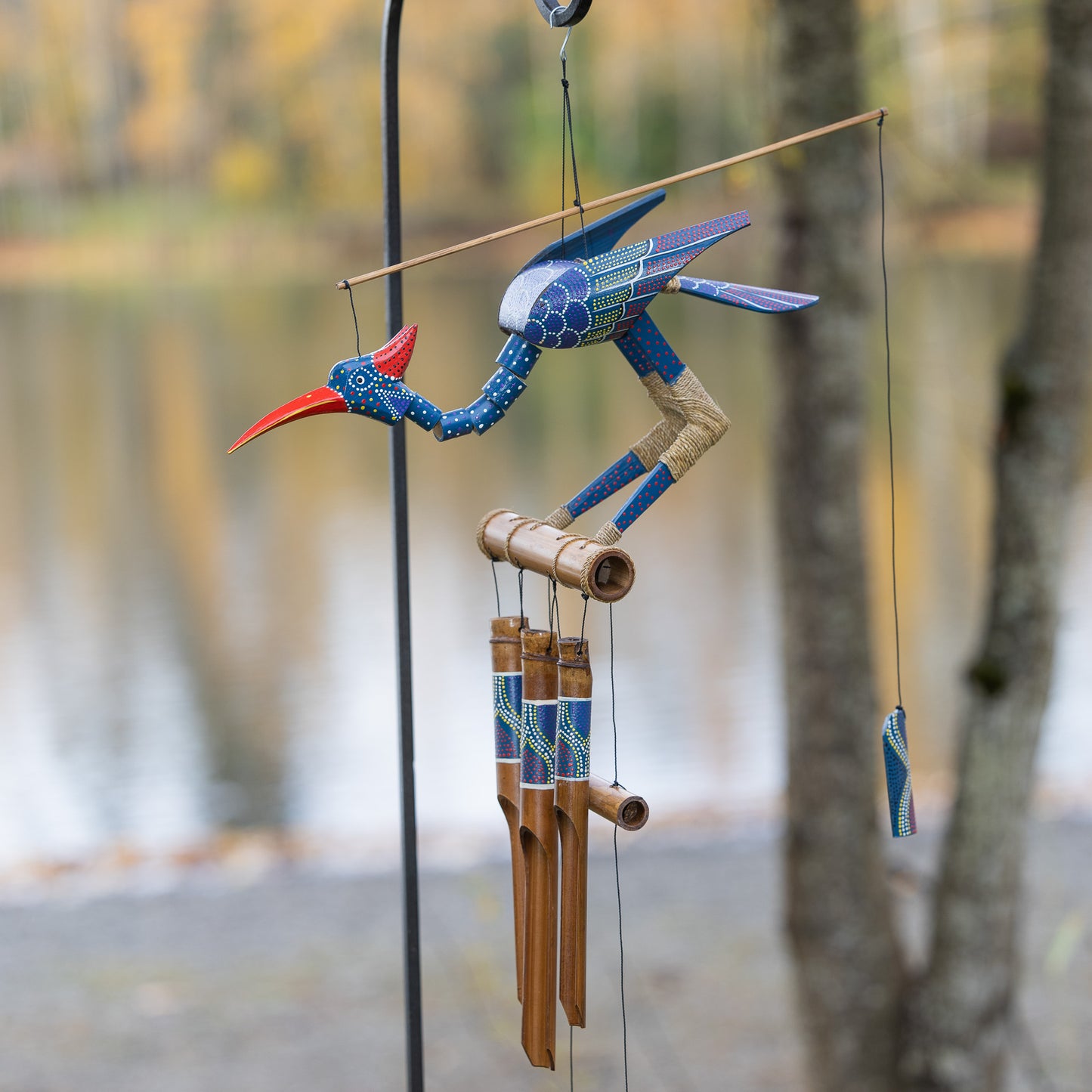 Passion Bird Bobbing Head Wind Chime - Purple & Blue