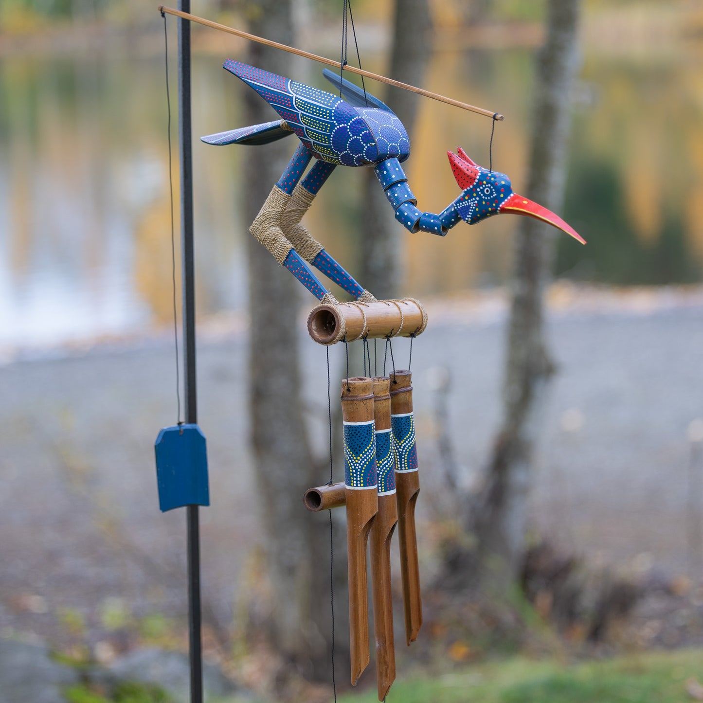 Passion Bird Bobbing Head Wind Chime - Purple & Blue