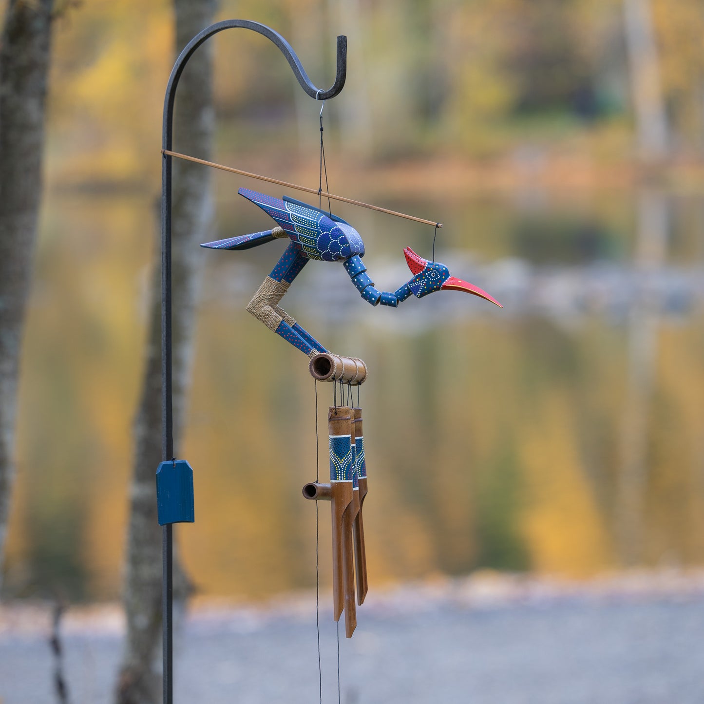 Passion Bird Bobbing Head Wind Chime - Purple & Blue