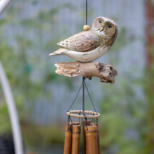 Natural Finish Owl Bamboo Wind Chime