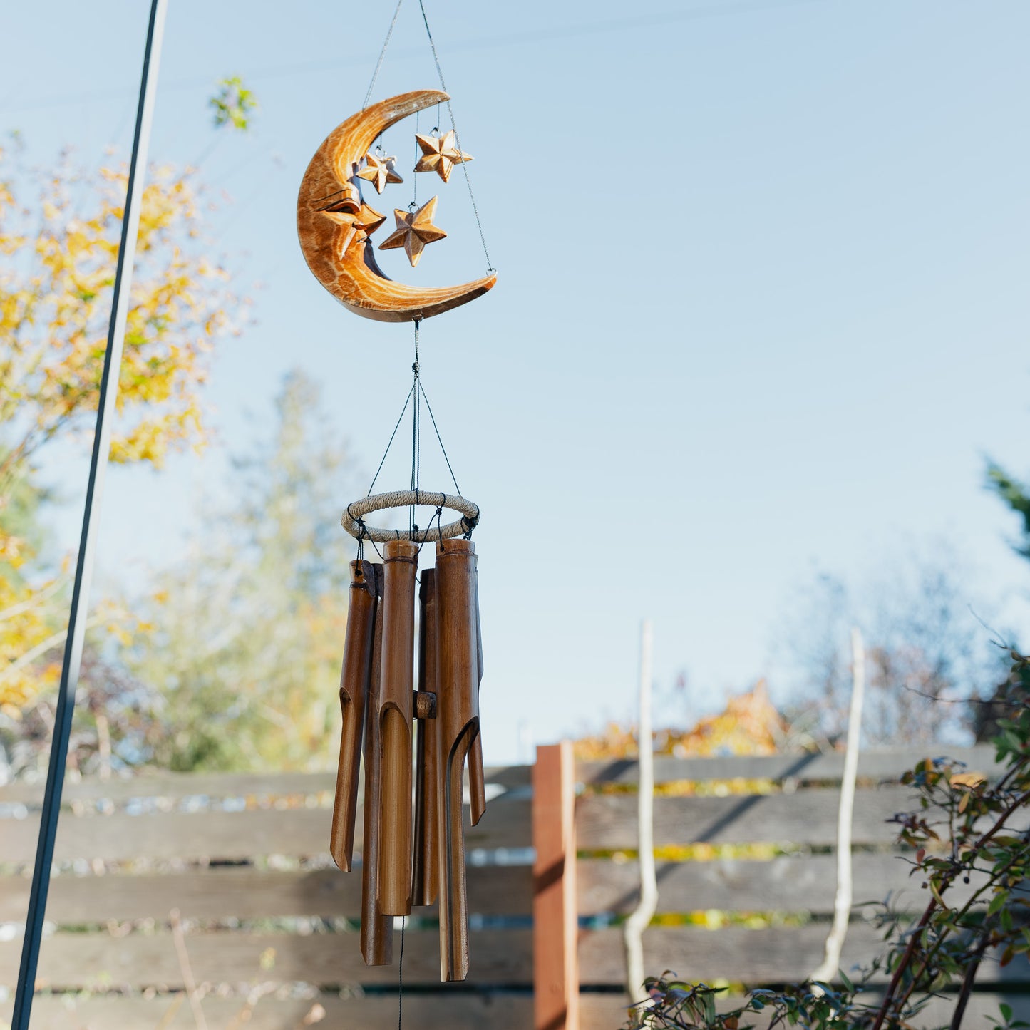 Antique Finish Cresent Moon Bamboo Wind Chime