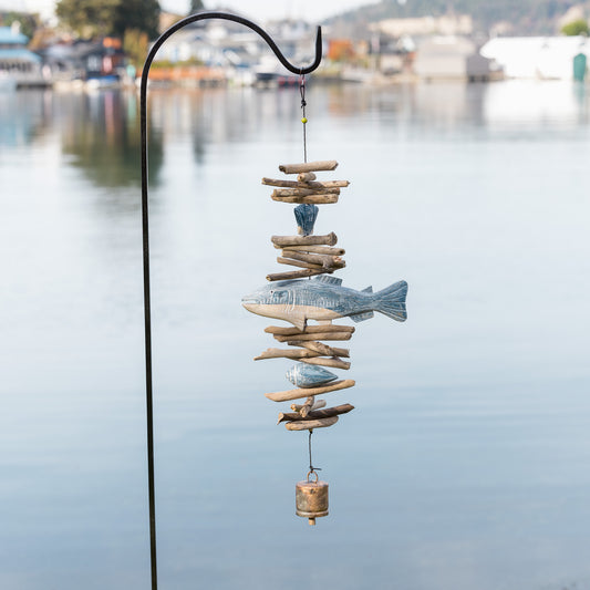 Distressed Blue and White Fish Cohasset Bell Chime