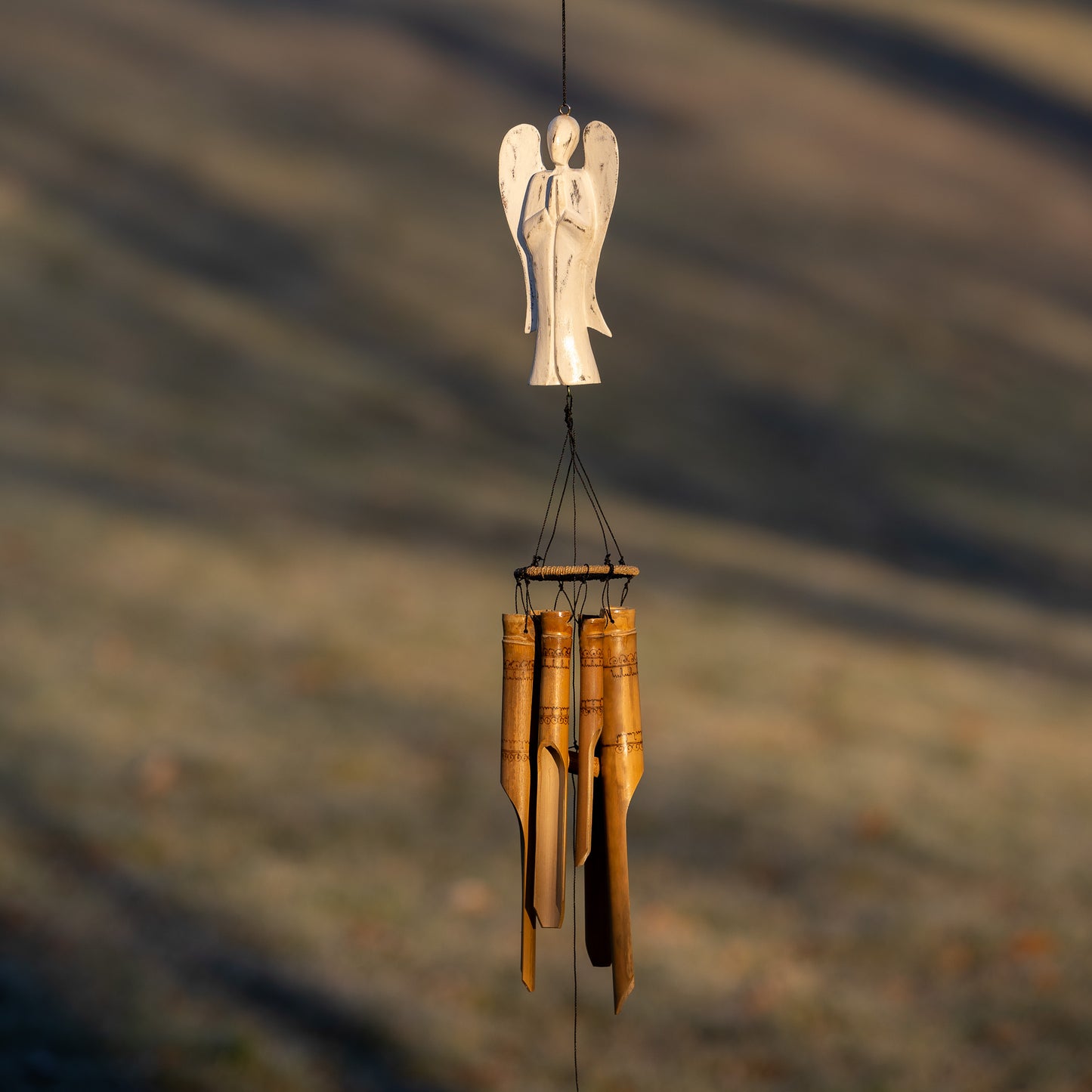 Wooden Angel Bamboo Wind Chimes