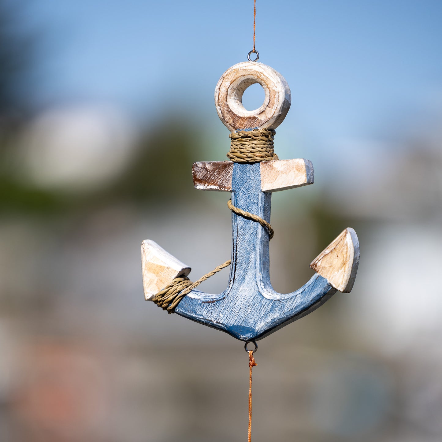 Anchor Tumbled Glass Wind Chime