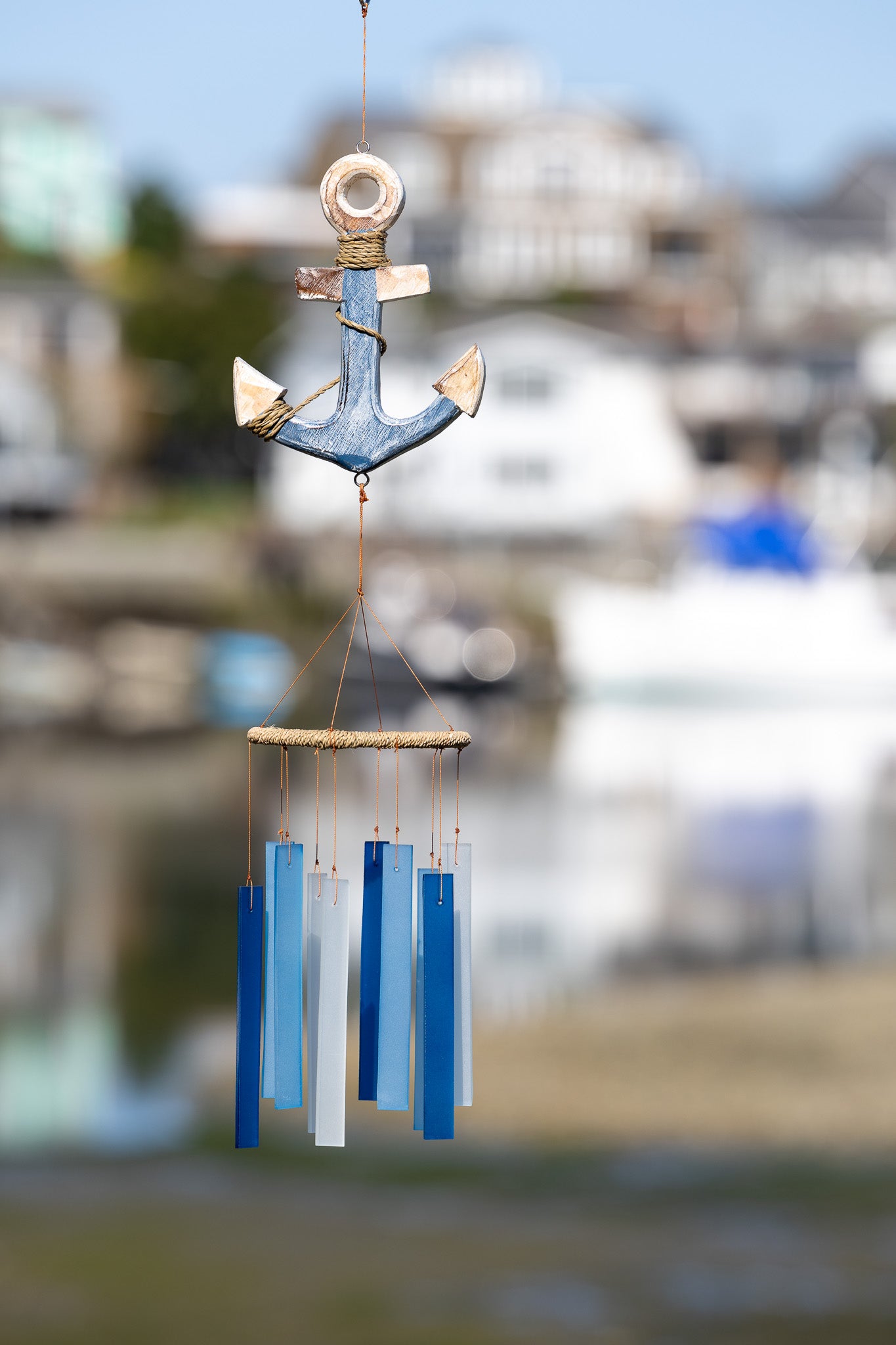 Anchor Tumbled Glass Wind Chime