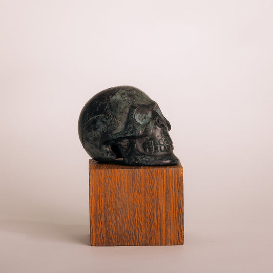 Bronze Skull Statuette - Dark Green