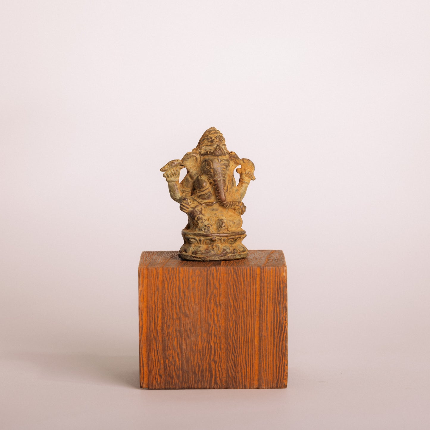 Bronze Ganesha Statuette - Dark Green and Tan