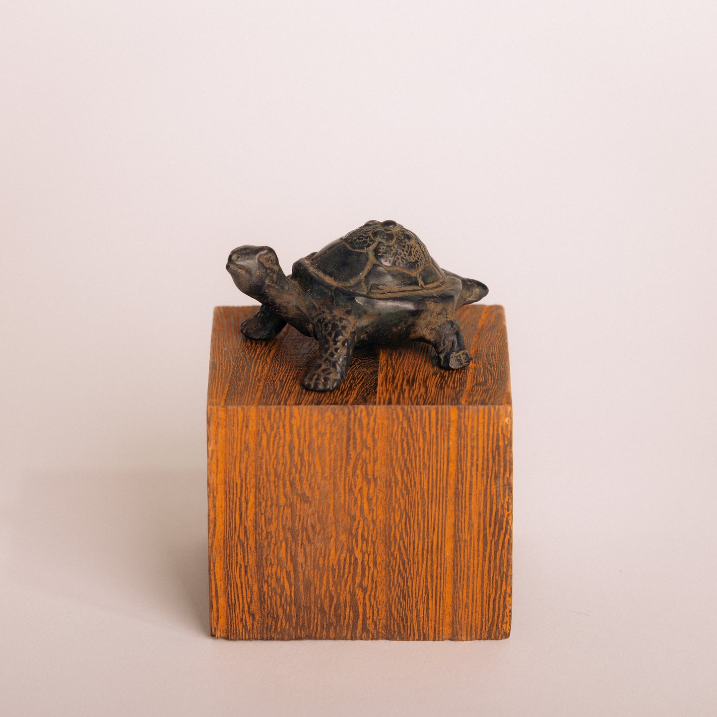 Bronze Turtle Statuette - Dark Green and Tan