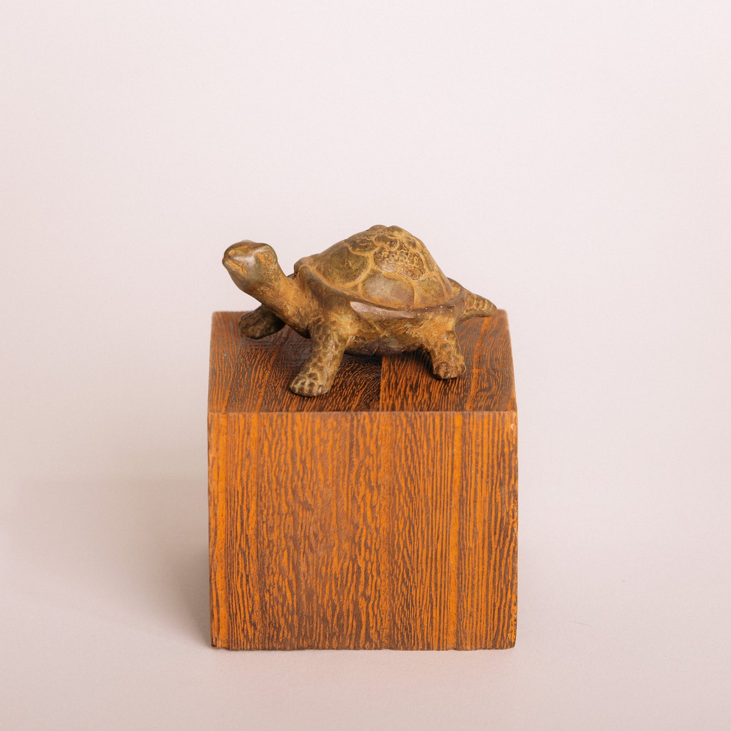 Bronze Turtle Statuette - Dark Green and Tan