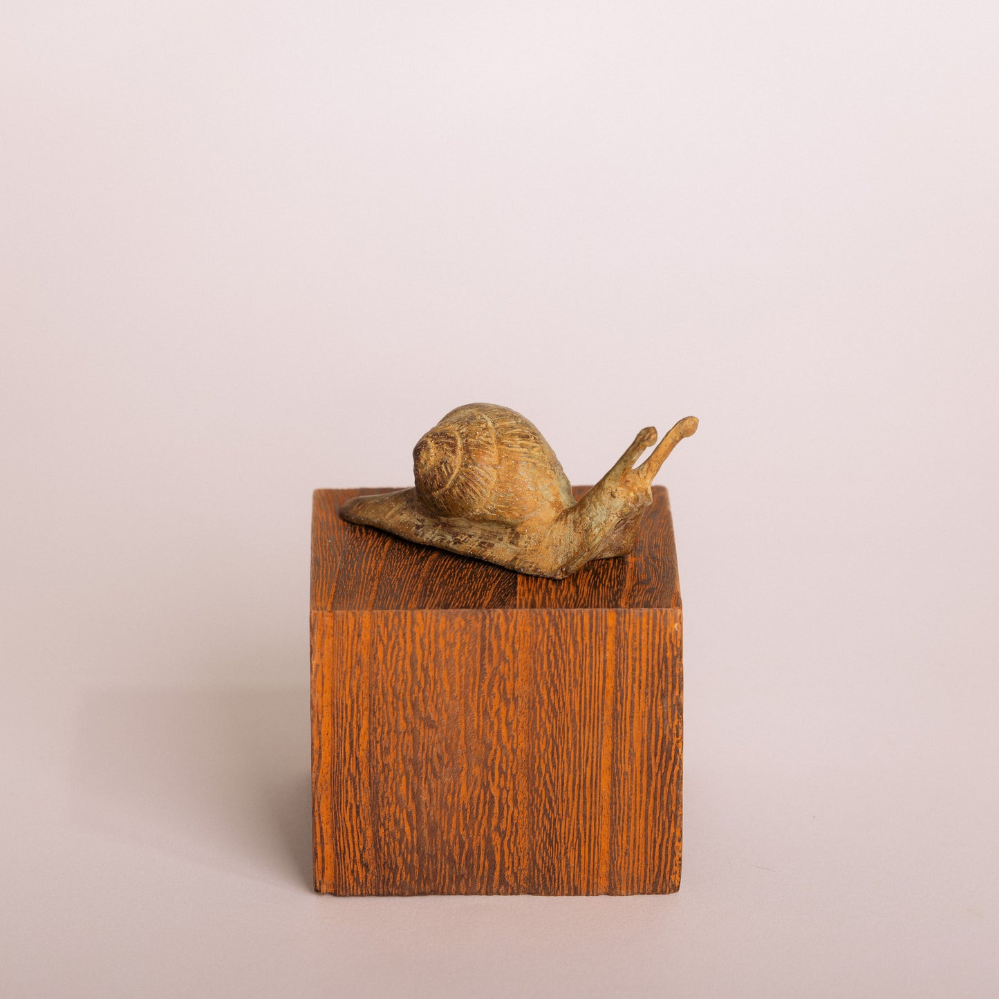 Bronze Snail Statuette - Tan and Dark Green