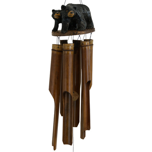 Black Bear Family Bamboo Wind Chime