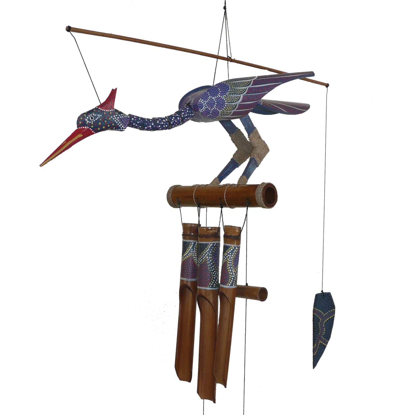 Passion Bird Bobbing Head Wind Chime - Purple & Blue