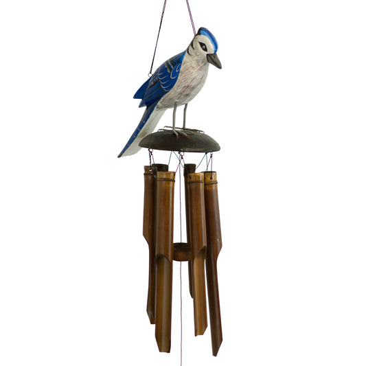 Blue Jay Wild Bird Bamboo Wind Chime