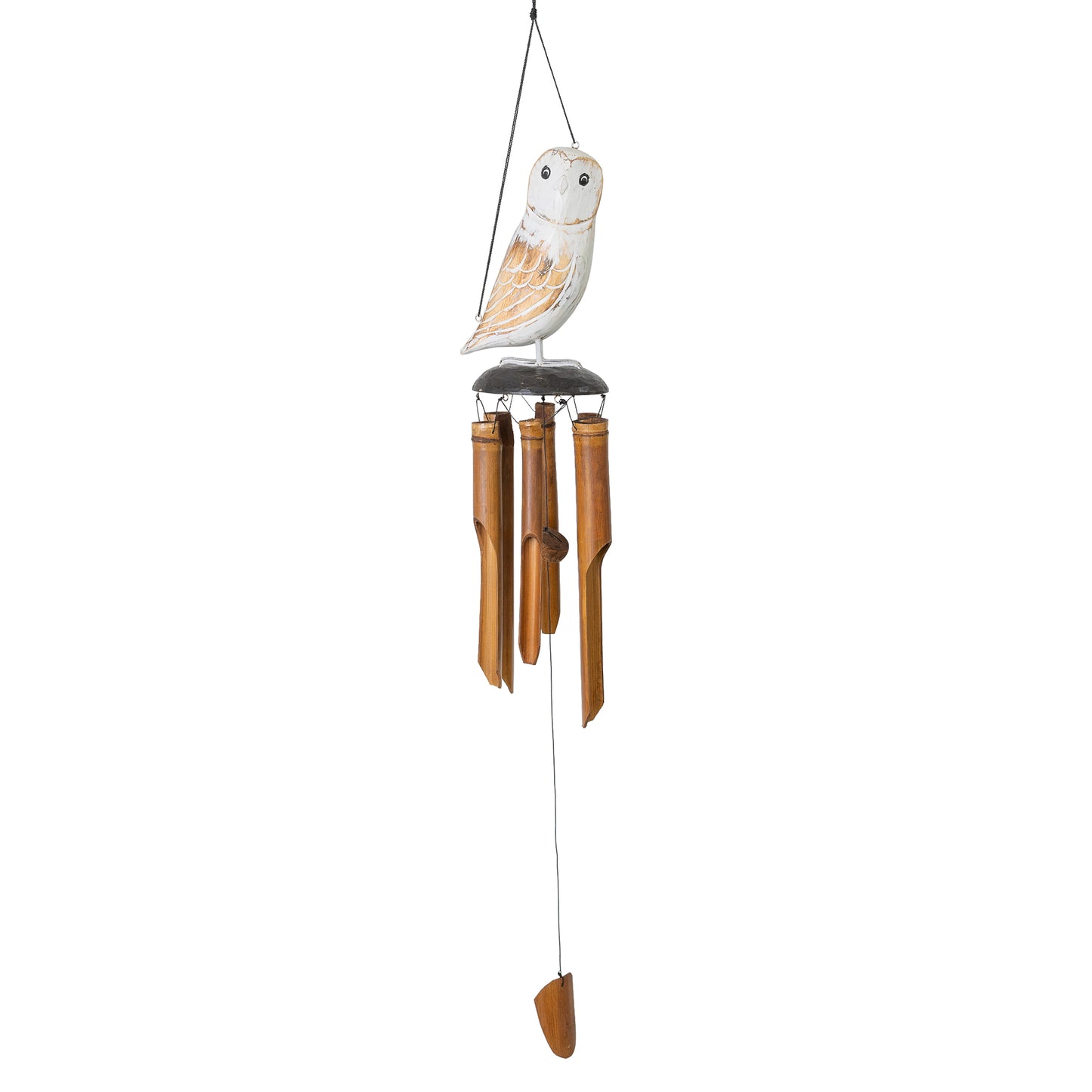 Snowy Owl Wink Bamboo Wind Chime