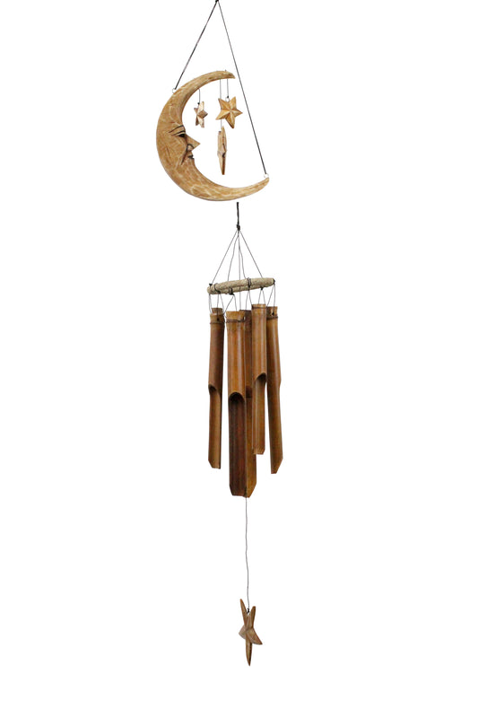 Antique Finish Cresent Moon Bamboo Wind Chime