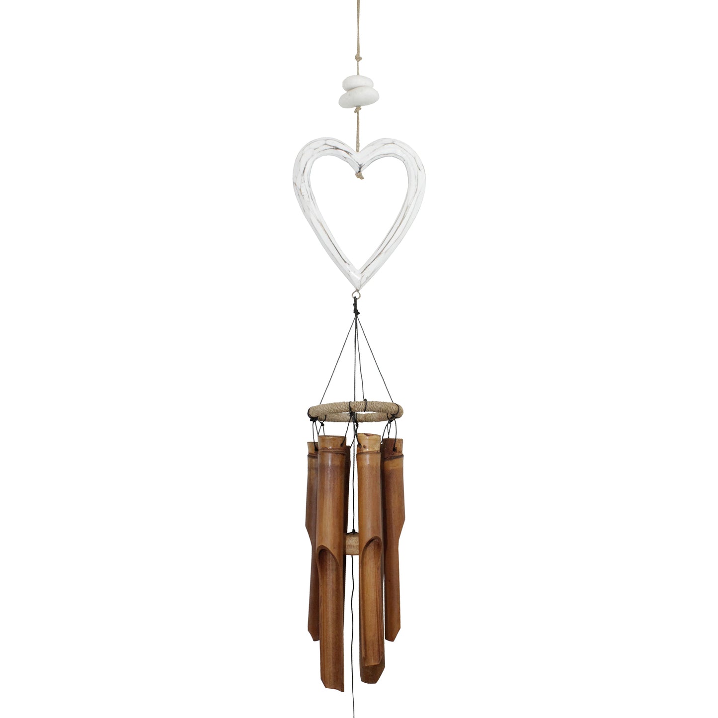 Hollow Whit Heart Bamboo Wind Chime