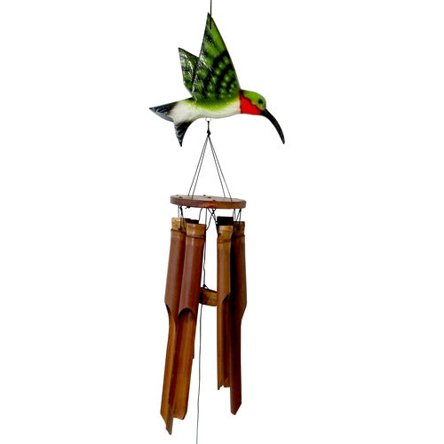 Assorted Glossy Flat Bird Bamboo Wind Chimes