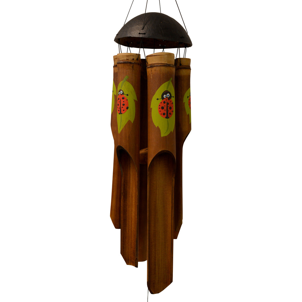 Simple Bamboo Wind Chime - Ladybug Print