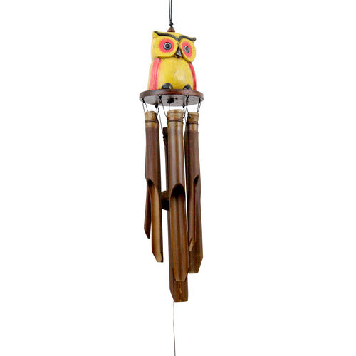 Assorted Color Oscar Owl Bamboo Wind Chimes