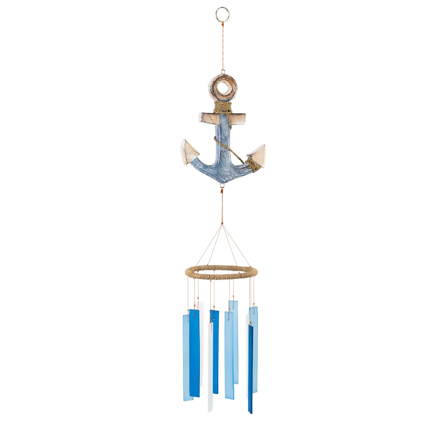 Anchor Tumbled Glass Wind Chime