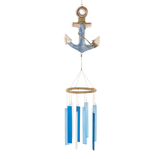 Anchor Tumbled Glass Wind Chime