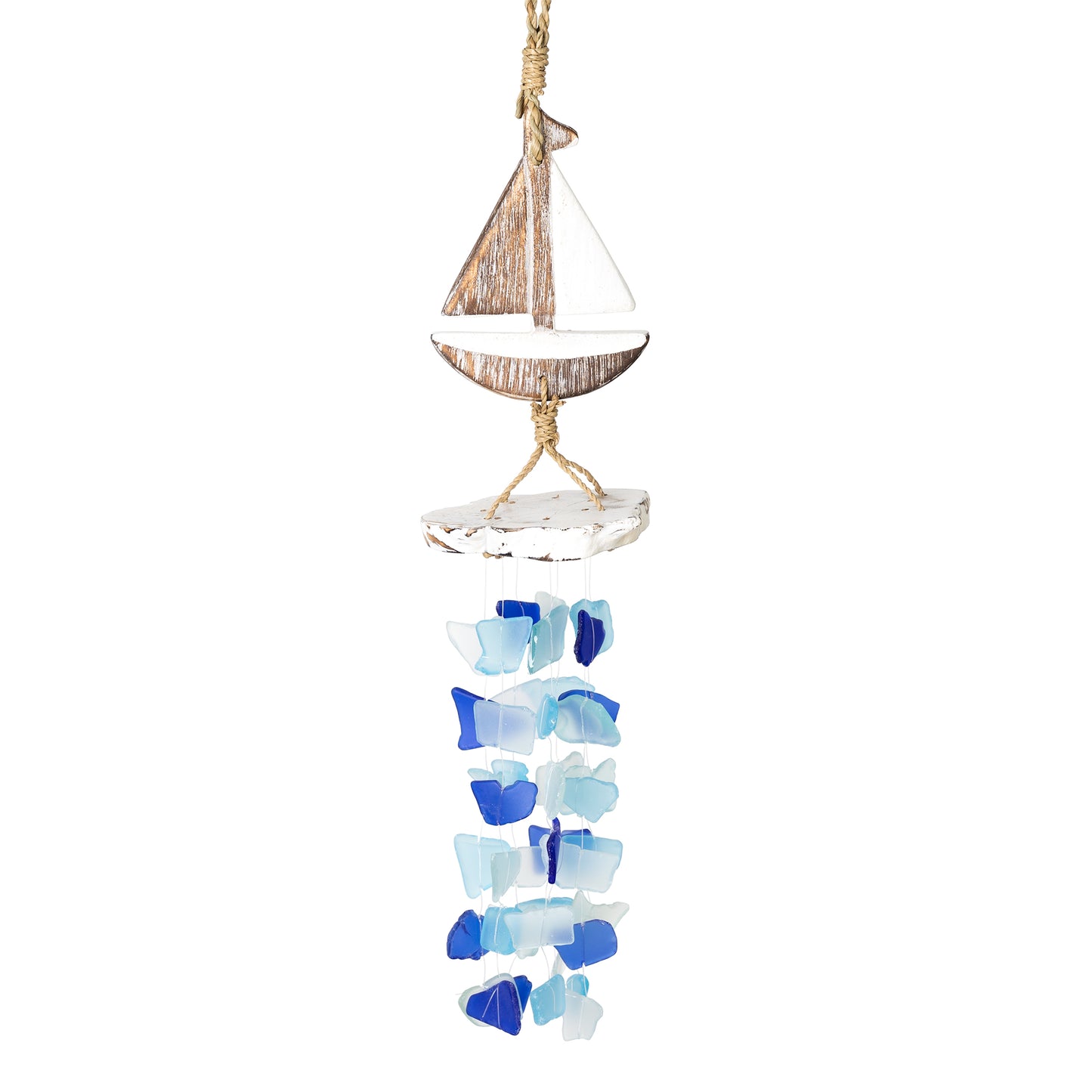 Wood Boat Upcycled Glass Chime