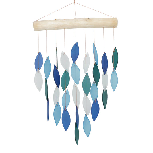 Small Cascade Tumbled Glass Wind Chime - Blue Variety