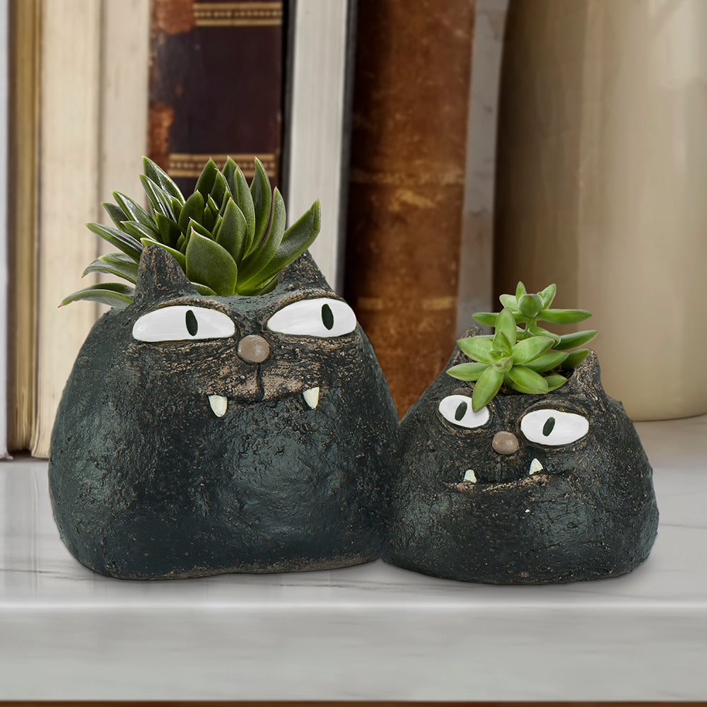 Spooky & Fang the Cats Blobhouse Planter